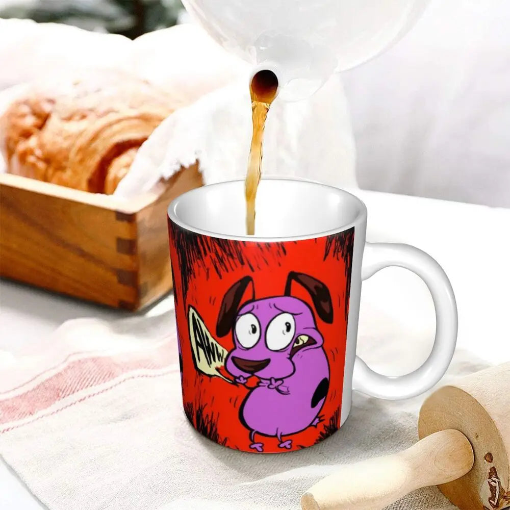 Personalized C-Courage The Cowardly Dog Coffee Mug DIY Ceramic Milk Tea Mug Cup