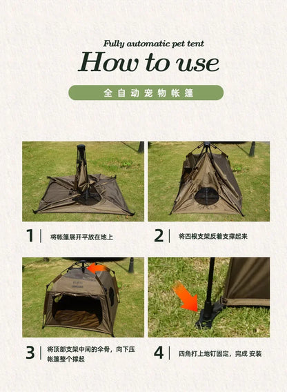 Pet tent fully automatic folding cat dog house portable car large dog rain and sun protection portable tent