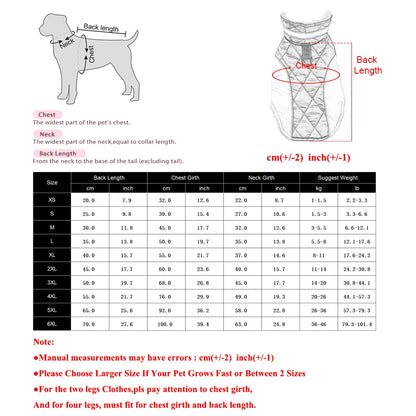 Reflective Pet Clothes For Small Large Dogs Warm Thicken Fleece Dog Vest Coat For Winter Plaid Puppy Parka With D-ring Labrador