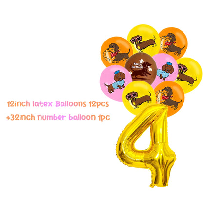 Cute Dachshund Theme Birthday Party Decorations Lovely Puppy Backdrop Cake Insert Banner Balloon Baby Shower Supplies Child Gift