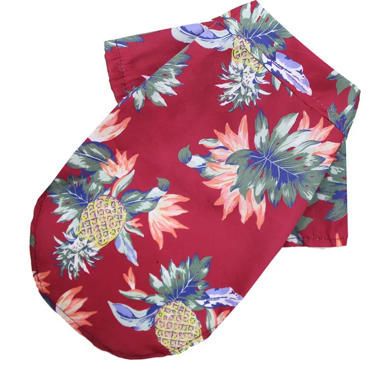 Hawaii Dog Shirt Colorful Flower Printed T-Shirt Breathable Cool Shirt Summer Beach Style Dog Clothes Medium and Large Dog Boys