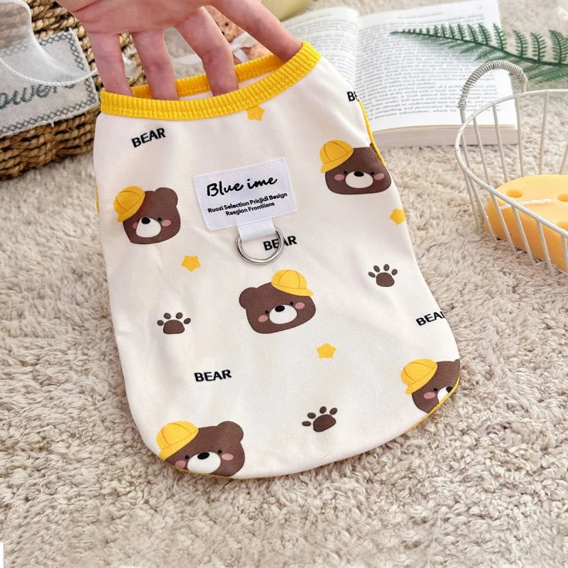 Four Seasons NewinsJapanese and Korean Style Thermal Pet Dog Cat Clothes Teddy Bichon Pulling Vest Wholesale