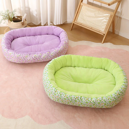 All Seasons Soft Flower Cute Small Cat Sofa Bed Comfortable Medium Dog Bed House Elastic Medium Cat Nest Kennel Accessories