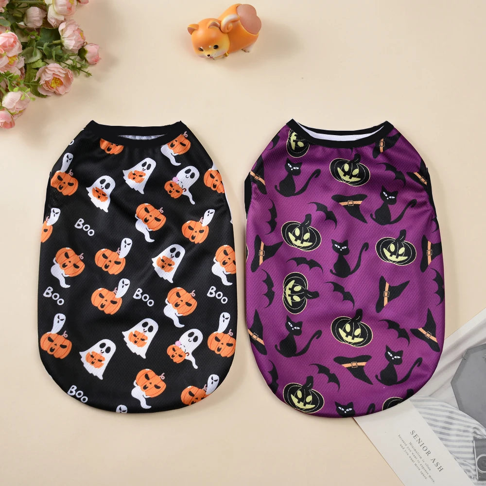 Dog Clothes For Small Medium Dogs Cats Halloween Pumpkin Paw Print Puppy Vest Coat Chihuahua Yorkies Costumes Pet Party Clothing