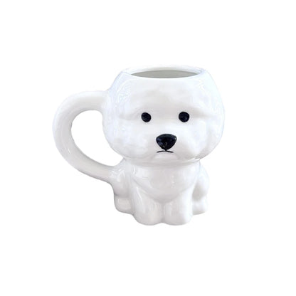 1Pc White Puppy Ceramic Mug Creative Cute Little Dog Office Water Drinking Coffee Cup Birthday Gifts Couple Cups Home Daily Use