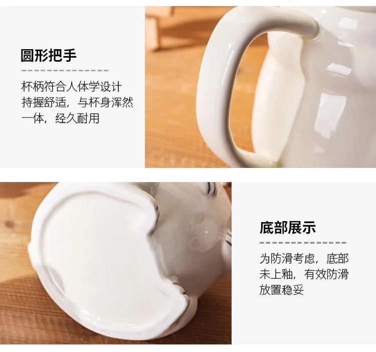 Funny Pug Dog Mug Large Ceramic Cup Cute Creative Gift for Boyfriend Birthday Present