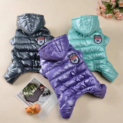 the ALPINE SHIELD JUMPSUIT - Winter Warm Dog Hooded for Small/Medium Dogs, Outdoor Windproof Puppy Jumpsuit, Waterproof Pets Coat, Chihuahua Bulldog Pug Outfits