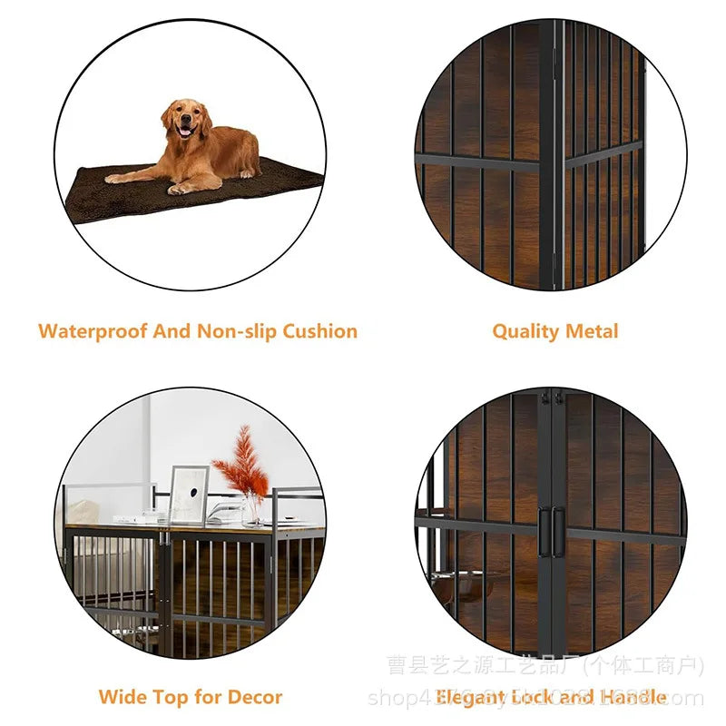 Dog Cage Small Medium Dog Indoor with Toilet Side Herding Small Pet Cage Dog Labrador Golden Retriever Cage