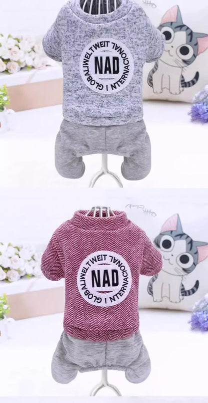 Pet clothing, dog four-legged hoodie, new autumn and winter Pomeranian Teddy with fleece Corgi Bichon Frise puppy clothing