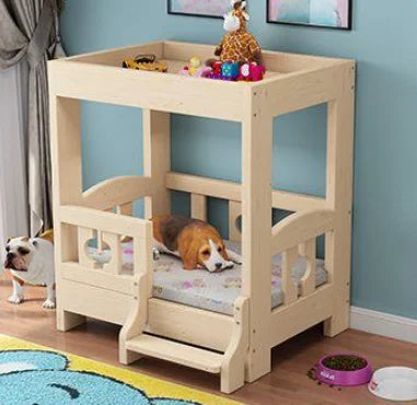 Kennel Solid Wood High and Low Bed Bunk Cat Nest Teddy Nest Dog Cot Cat Bed Dog Supplies Universal in All Seasons