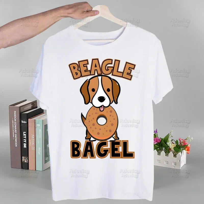 the PERSONAL STALKER - Beagle Cartoon Men's T-Shirts, Funny Hip Hop Summer Women/Men Bagel Dog Cute T-Shirts