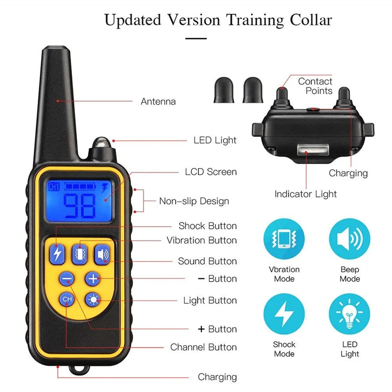 the POWERPET COMMAND PRO - VIP Electric Dog Training Collar, Waterproof Dog Bark Collar, Pet with Remote Control Rechargeable Anti-Barking Device Equipment