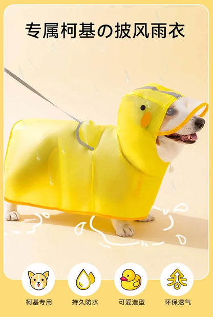 the DUCK'N'DRY RAIN PONCHO - Pet Dog Duck Shape Rainwear/Raincoat, Puppy/Pet Hooded Waterproof Jacket Clothes, Soft PVC Small Dogs Raincoat, Puppy Rain Poncho