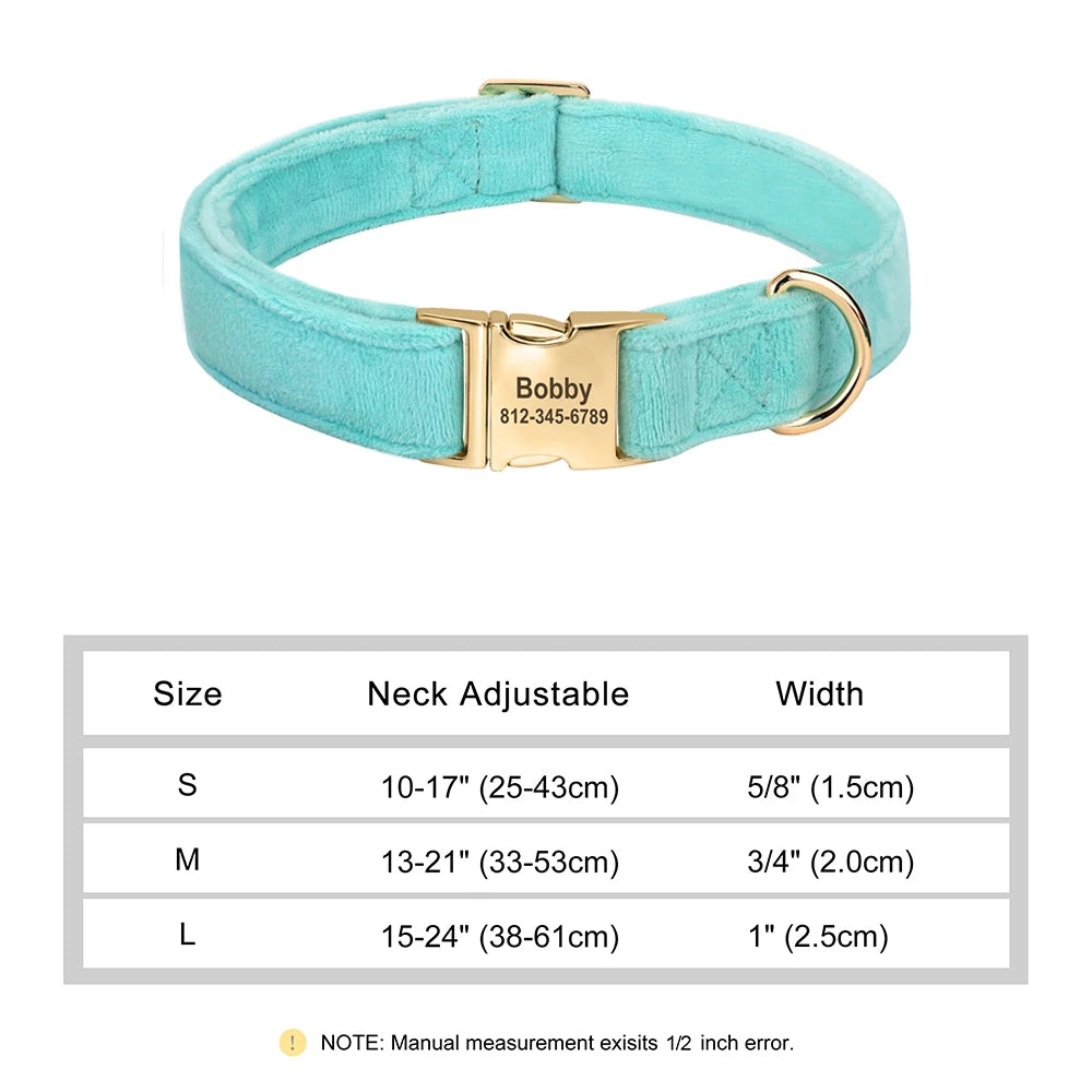 the COZY CREST PERSONALIZED COLLAR - Custom Dog Collar, Soft Velvet Dog Collars, Winter Personalized Pet ID Tag Plush Necklace for Small to Large Dogs, Pug, Free Engraving