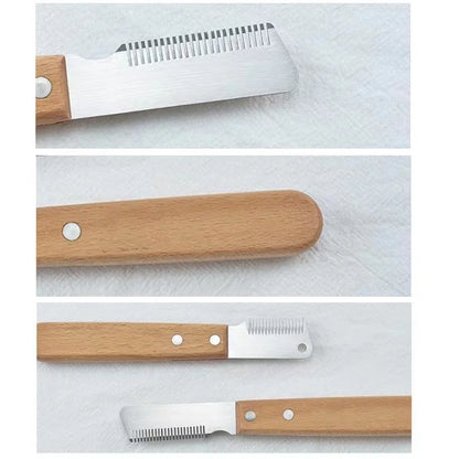 Professional Grooming Dog Comb Stainless Steel Wooden Handle Stripping Knife Pet Hair Remover Pluck Excess Undercoat accessories