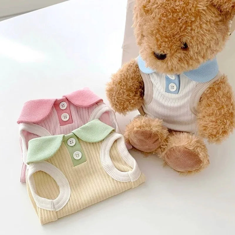 the PUPCHIC POLO VEST - Puppy Summer Clothes for Small Dog, Pet Dog Polo Shirt, Cat/Dog Cooling Vest, Chihuahua/Yorkshire/Bichon Clothing, Girls Dog T-Shirt