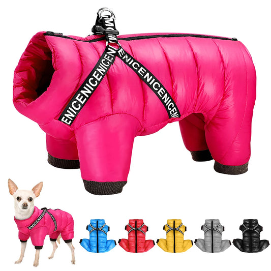 the SKI DAWG - Winter Dog Clothes, Super Warm Pet Dog Jacket/Coat with Harness, Waterproof Puppy Clothing, Hoodies for Small/Medium Dogs Outfit