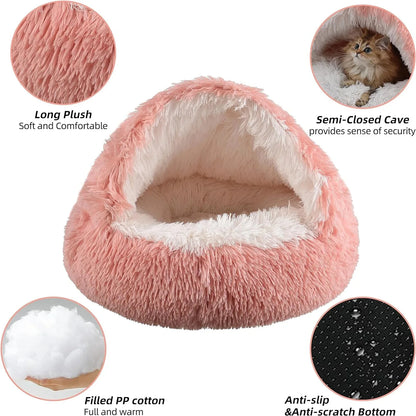 2 in 1 Soft Plush Pet Bed 50CM with Cover Round Cat Bed Pet Puppy Mattress Warm Cat Dog Sleeping Nest Cave for Small Dogs Mats