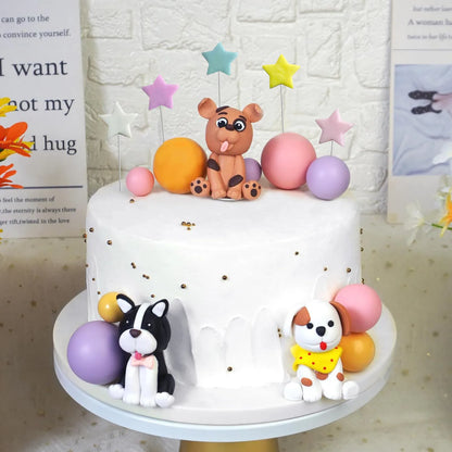 17 PCS Dog Cake Topper Figurines Puppy Star Ball Cake Topper for Dog Birthday Party Dog Pet Party Baby Shower Supplies