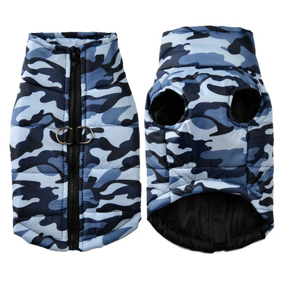 the CAMO COLDFRONT JACKET - Winter Dog Clothes for Medium/Large Dogs, Jacket Waterproof Labrador Coat, Camouflage Print Golden Retriever Outfits, Pet Costume