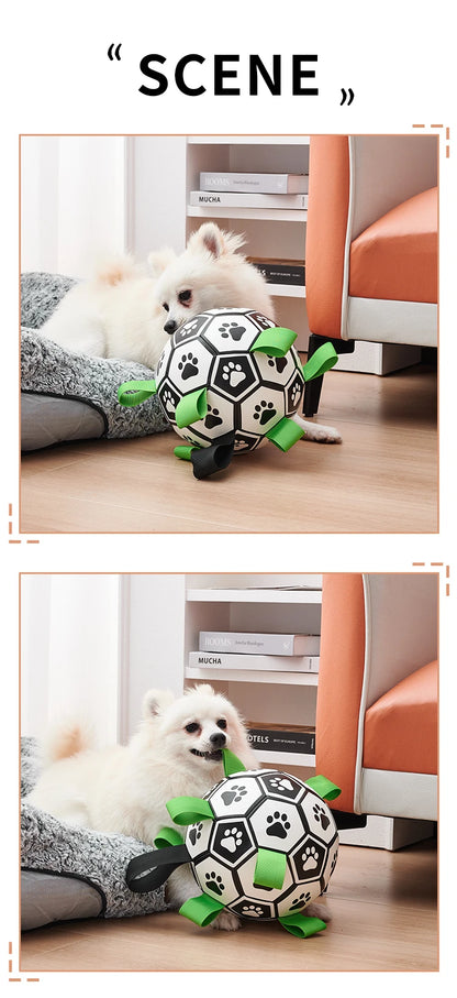 Dog Toys Soccer Ball with Straps Interactive Dog Toy for Tug of War Puppy Birthday Gifts Toy Durable Balls for Medium Large Dogs