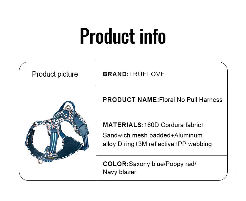 Truelove Pet Harnesses Durable Update Codura Fabric Nylon Aluminum Accessories Dog Harnesses Manufacturers TLH5656