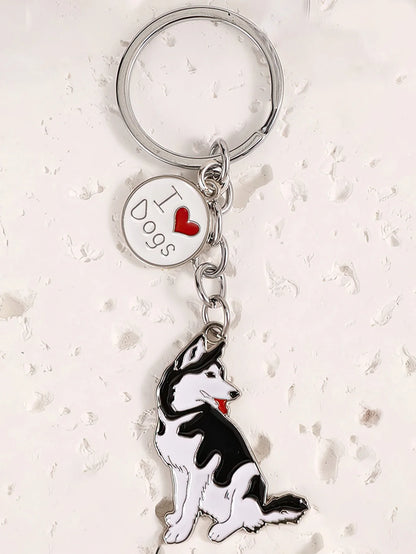 Pet dog car keychain pendant creative metal accessories key ring holiday gifts