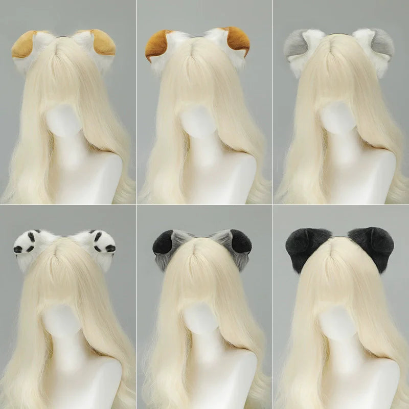 New Anime Handmade Kawaii Dog Furry Ears Headband Night Party Simulated Cute Wolf Dog Ears Cosplay Props
