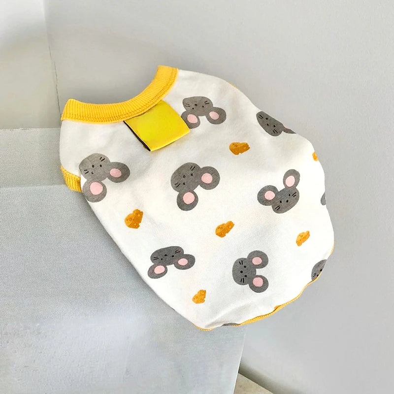 Pet Dog Clothes Puppy Summer Vest Thin Pomeranian Jumper Bear Print T-shirt Teddy Cartoon Clothing Dog Products XS-XL