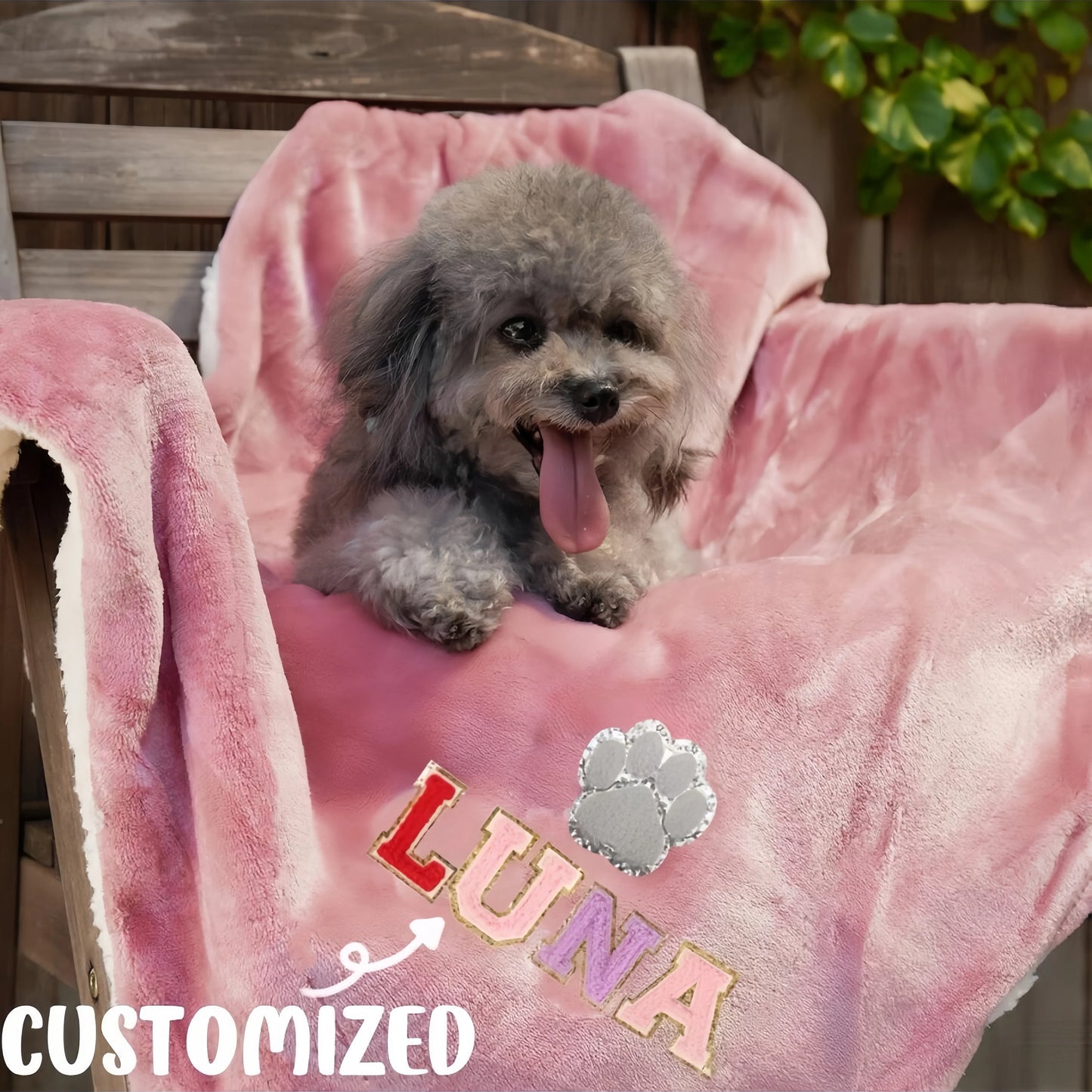 Pet Custom Name Blanket, Personalized Dog Name Blanket, Dog Memorial Blanket, Warm Dog Blanket,Letter color random