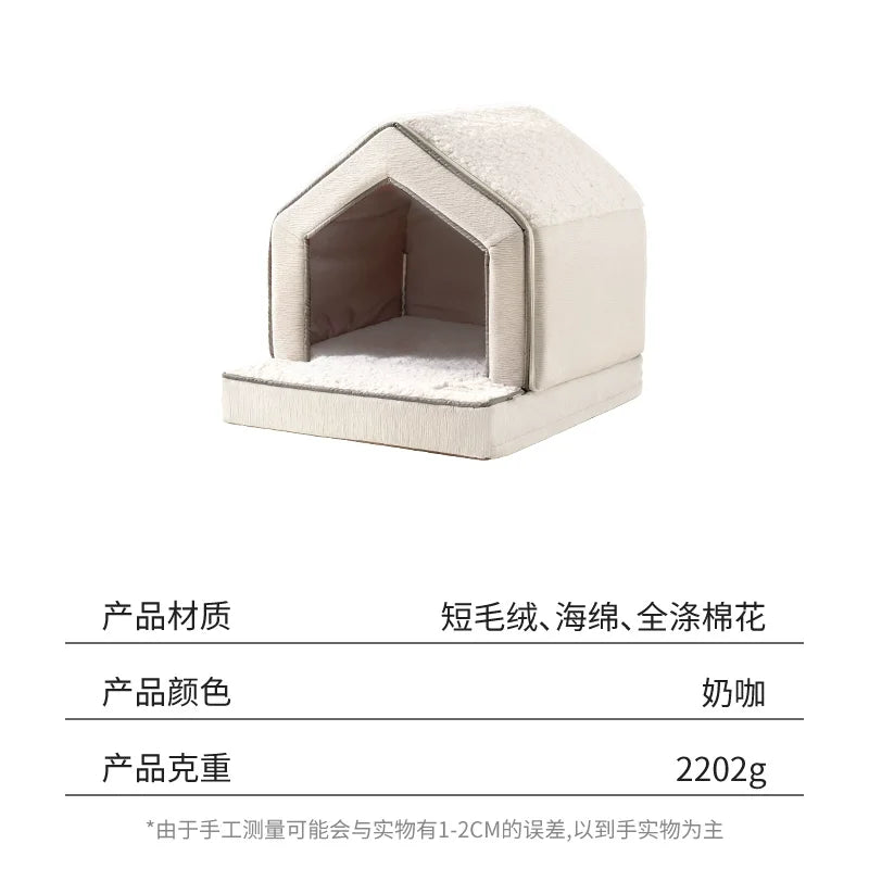 Sponge-Enclosed Small Dog House  Waterproof Winter Dog Bed  Removable Pet Warm House  Collapsible   Cat Sleeping Space