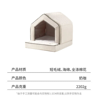 Sponge-Enclosed Small Dog House  Waterproof Winter Dog Bed  Removable Pet Warm House  Collapsible   Cat Sleeping Space