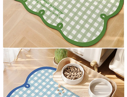 Pet Feeding Mat Waterproof Pvc Leather Carpet Cat Dog Anti-urine Floor Mats Pink Plaid Sweet Home Decoration Rug for Kitchen