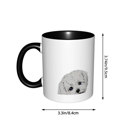 Maltese Dog Mugs With Black Handle Birthday Coffee Mugs Ceramic Tea Cups 11oz