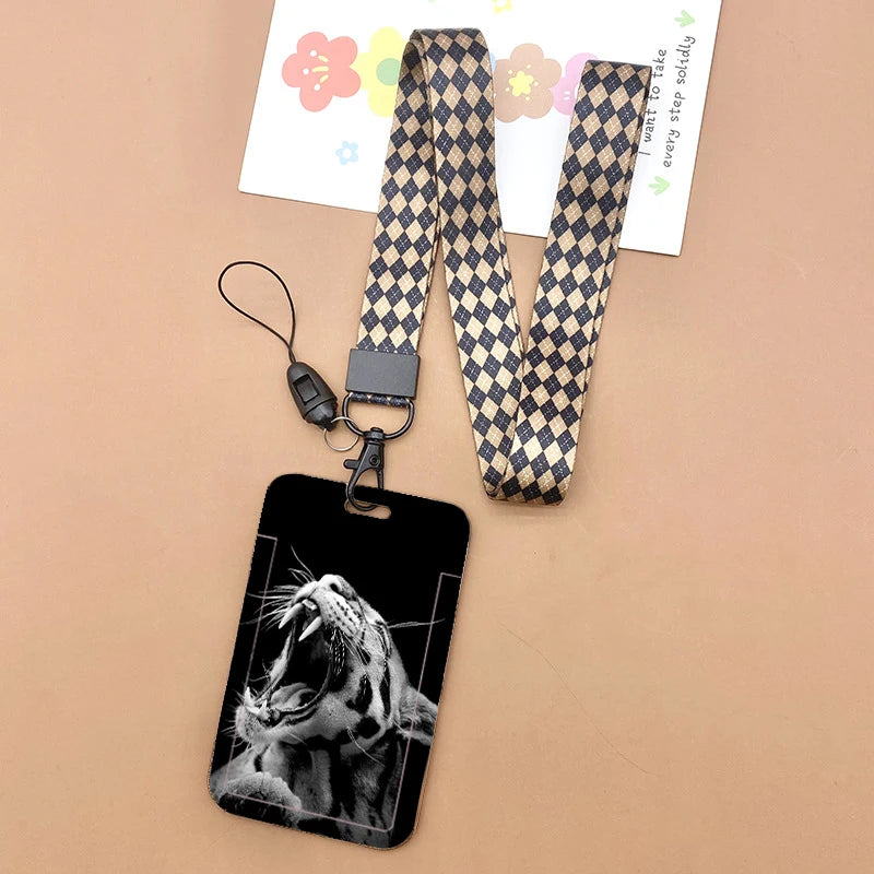 Cat and dog pattern Bank Credit ID Card Student Bus Card Holders Storage Protective Shell Pendant
