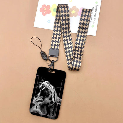 Cat and dog pattern Bank Credit ID Card Student Bus Card Holders Storage Protective Shell Pendant