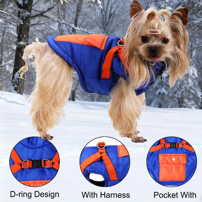 Pet Dog Jacket For Small Medium Dogs Cats With Harness Winter Warm Puppy Clothing Waterproof Coat Yorkshire Bulldog Pug Clothing