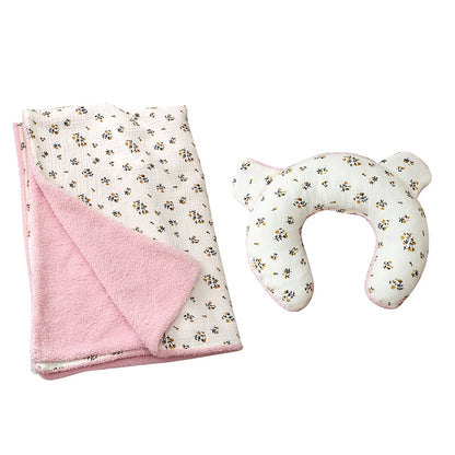 Cozy Dog Bed Pillow with Matching Blanket Reversible Plush Pillow  Blanket Combo Non-Slip Pet Mat for Crates, Floors, or Travel