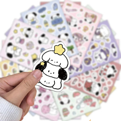 8PCS Happy Little White Dog Guka Stickers DIY Phone Cases Handbooks Decorative Cartoon Waterproof Stickers