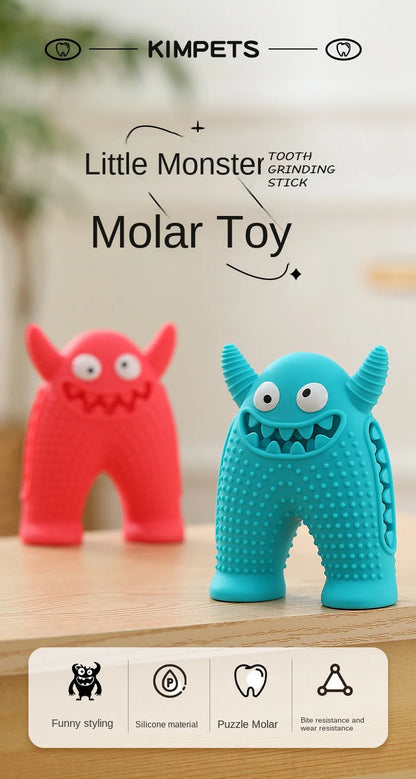 Dog Molar Toy Food Grade Silicone BPA Cute Little Monster Dog Tooth Cleaning Interactive Bite Resistant Sound Toy Pet Supplies
