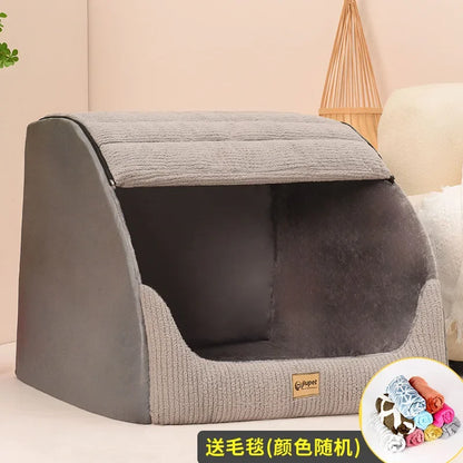 New Kennel Warm Winter Medium Large Dog Golden Retriever Removable and Washable Closed Bed Room  Villa Cat Nest Pet Supplies