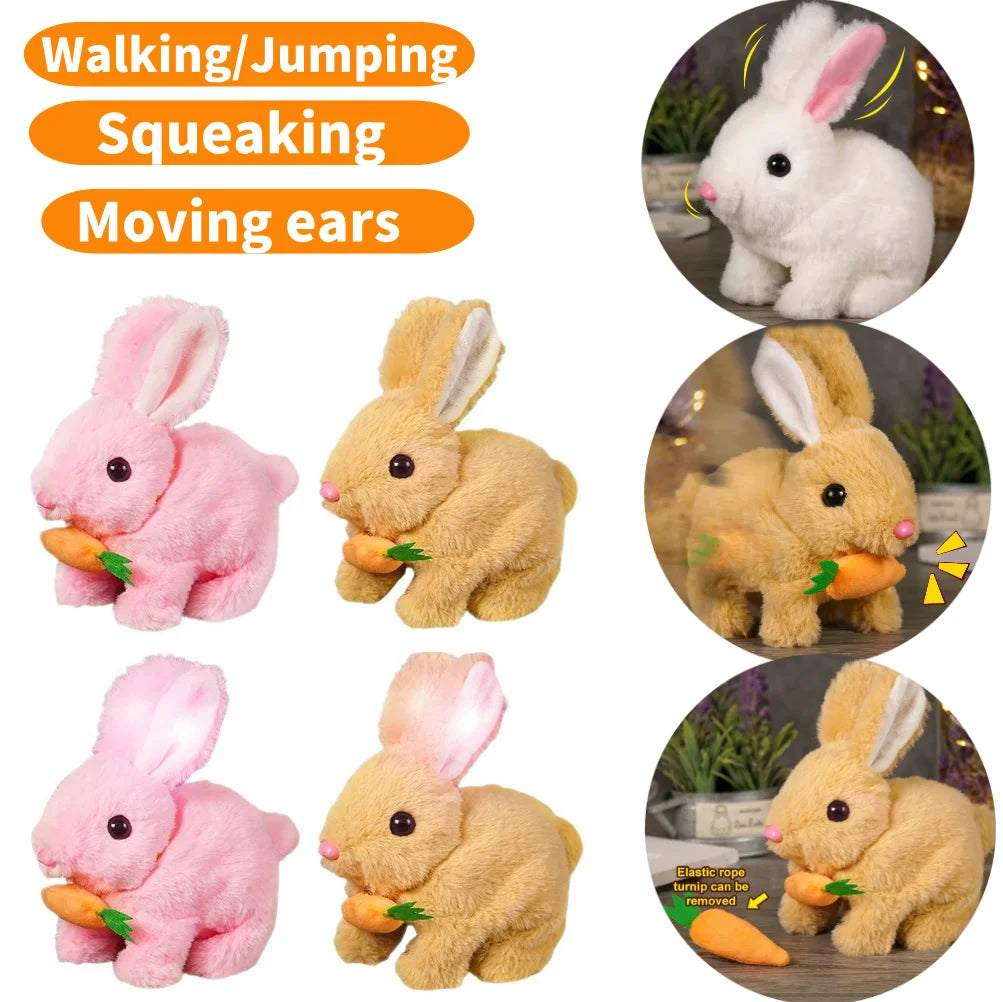 New Simulation Electric Rabbit Pet Toys Cute Electric Rabbit Interactive Toys Gift for Toddlers Birthday Plush Carrot Bunny Toys