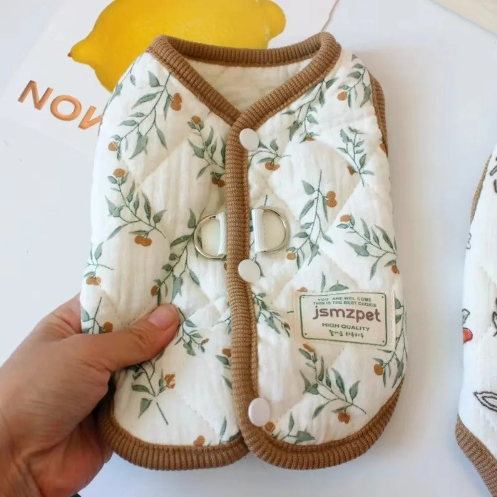 Fashion Cute Rabbit Printed Pet Dog Clothes with Velvet Jacket Pet Supplies Teddy Bear Coat Winter Warm Puppy Clothes Vest Gift