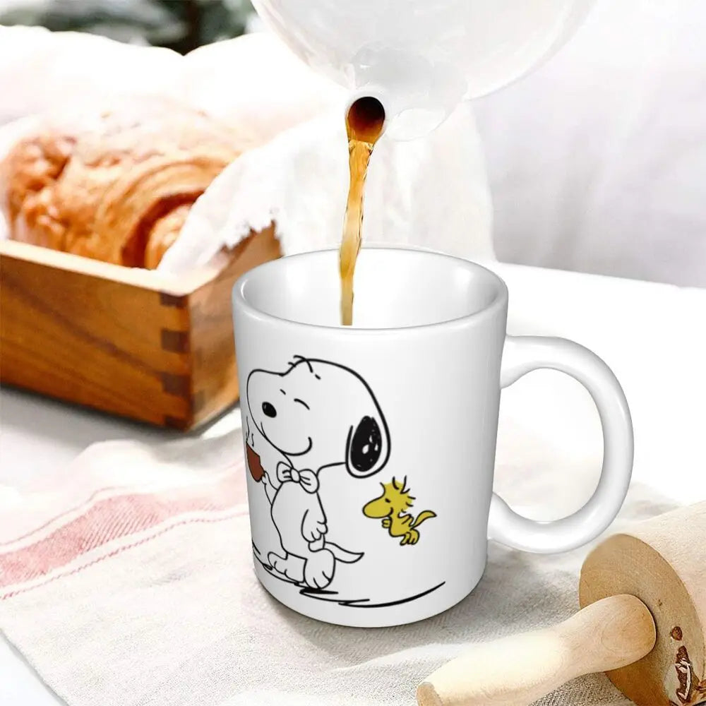 Manga Snoopy Woodstock Cartoon Dog Coffee Mug DIY Customized Ceramic Tea Milk Mug