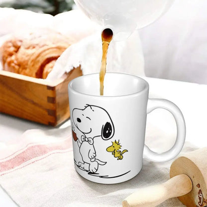Manga Snoopy Woodstock Cartoon Dog Coffee Mug DIY Customized Ceramic Tea Milk Mug