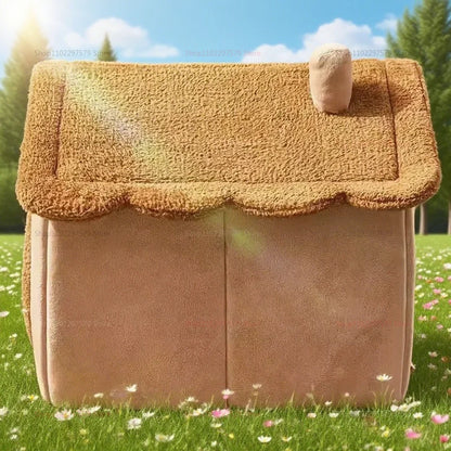 the DOGGY VILLA - Enclosed Cat/Dog Kennel with Dirt Resistance Washable Comfort Villa, All Season Detachable Cat/Doghouse Suitable for Indoor/Outdoor