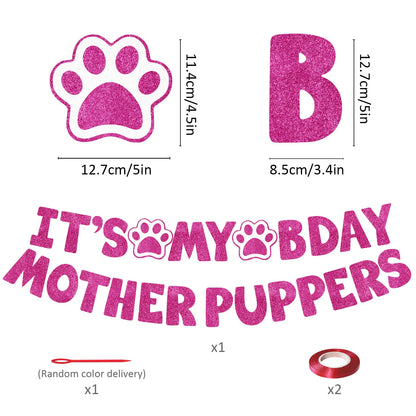 Dog Birthday Party Kit - Bandana, Hat, Bow Tie & Bday Banner for Small Dogs, Puppy Decor with It’s My Bday Signs Boy/Girl