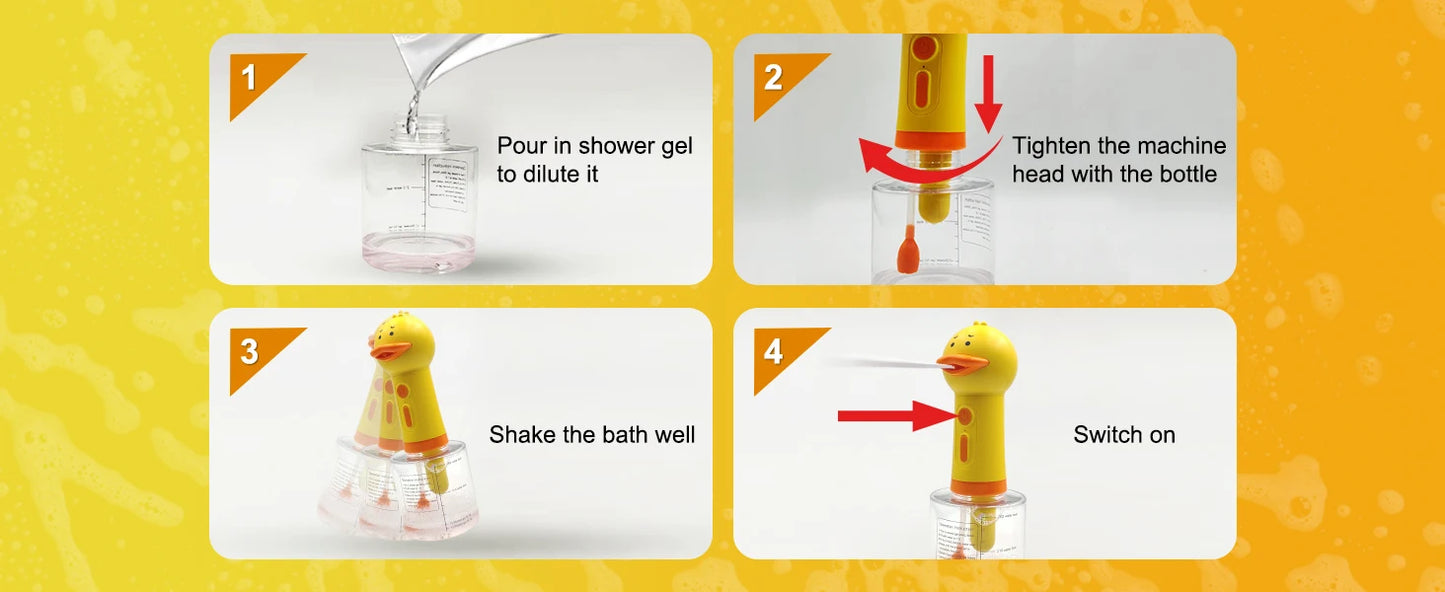 Yellow Duck Electric Foam Machine ,Handhold Automatic Soap Dispenser Foam Machine Launcher For Cat & Dog Bathing Pet Accessories