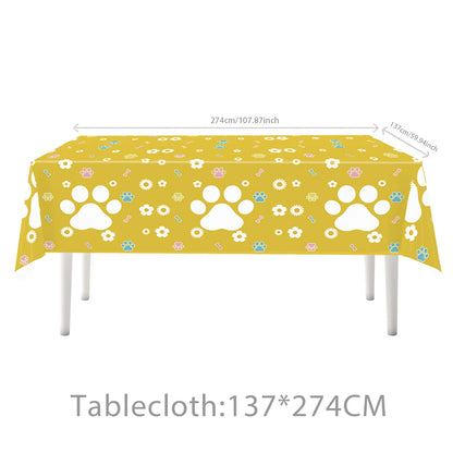 Dog Birthday Party Supplies Pink Blue Paw Paper Plates Napkins Cups Cute Puppy Theme Kids Birthday Baby Shower Party Table Decor