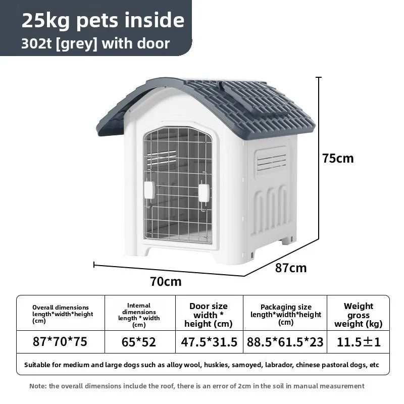 the IN THE DOGHOUSE - Large Waterproof Outdoor Doghouse - Detachable & Washable Dog Cage for Medium/Large Breeds, All-Weather Shelter